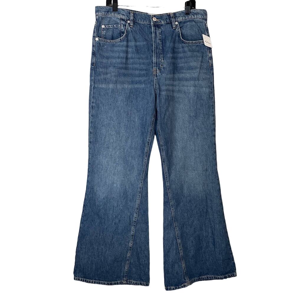 We The Free People New Dawn Flare Jeans High Waist Belgrade Blue Size 31 NWT